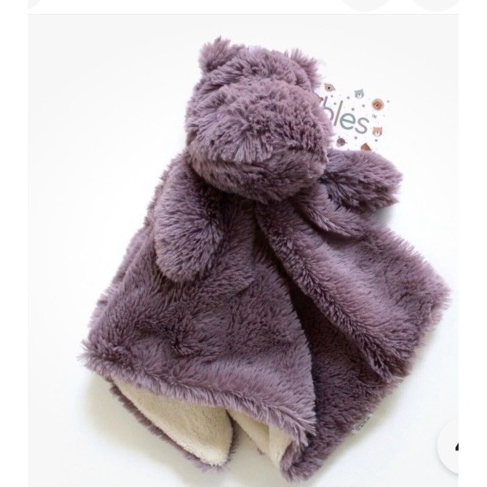 NWT Oobles Purple Baby Hippo Lovey Plush Rattle Newborn Comfy Security Blanket